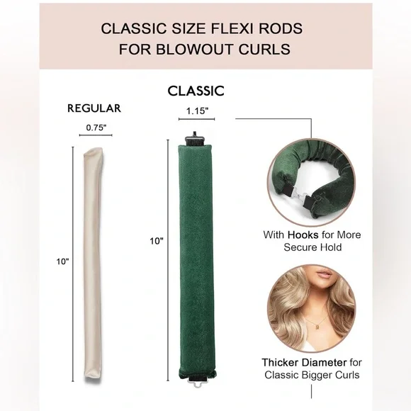 Heatless Curling Rod Set Classic Velvet Hair Rollers Overnight W satin scarf NEW - Picture 3 of 7